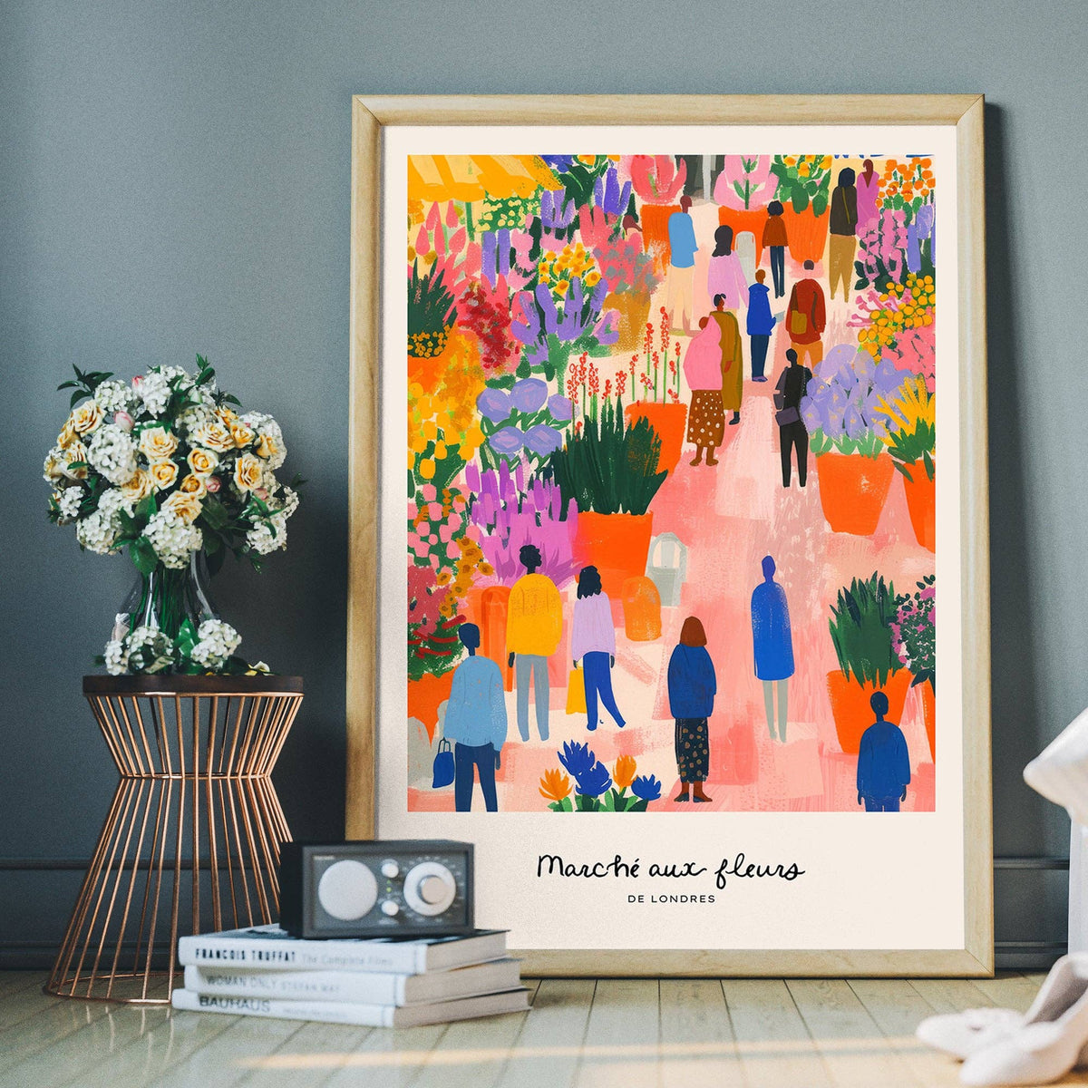 Flower Market of London Abstract Painting Print: Matte / 11 ¾ x 15 ¾ in | 30x40 cm