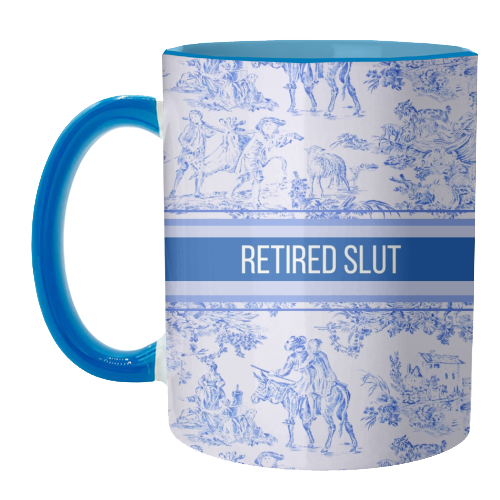 Mugs 'Retired Slut' by Lilly Rose: Mug Colour Inner & Handle 11oz - Blue