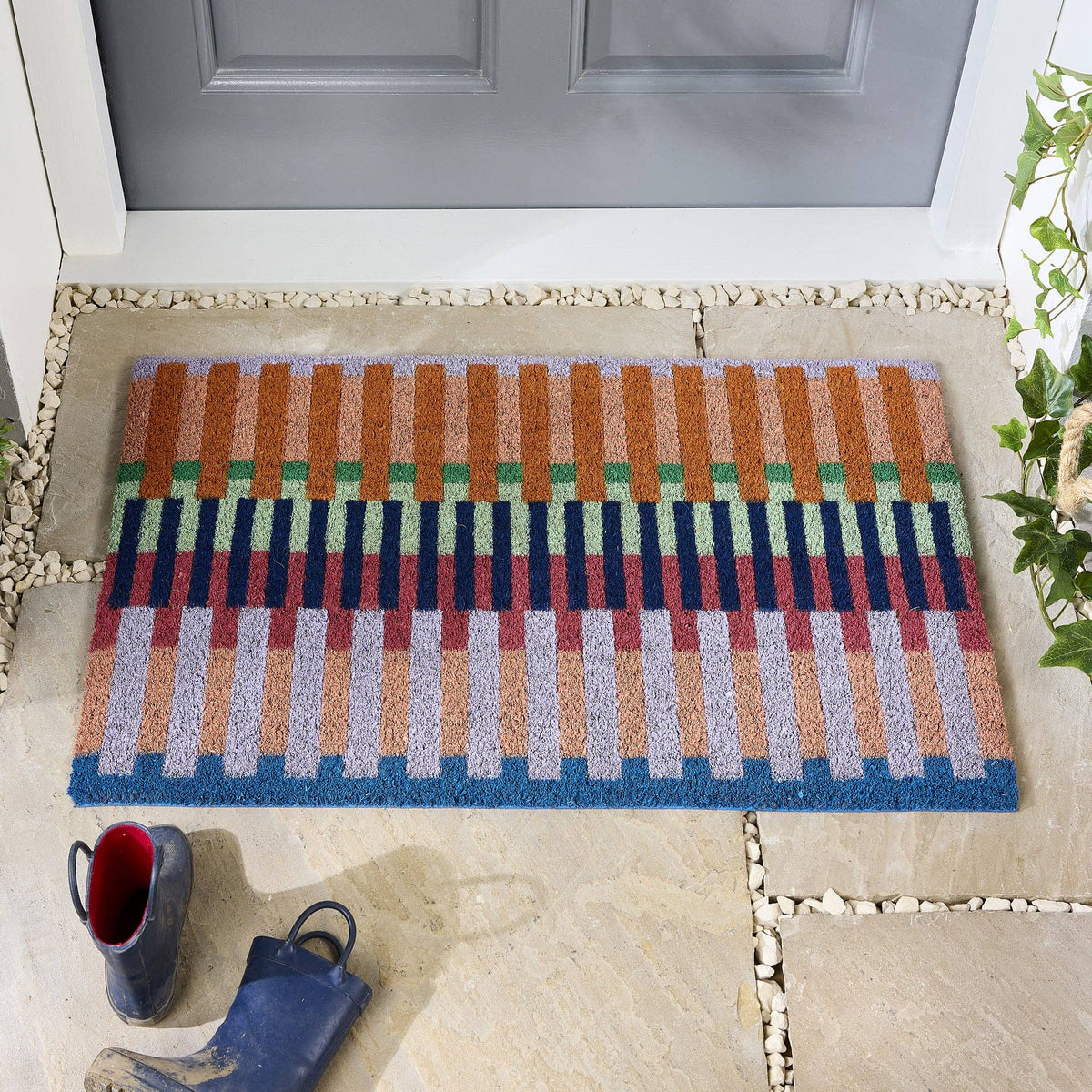 My Mat Printed Coir Bright Broken Stripe: 45x75