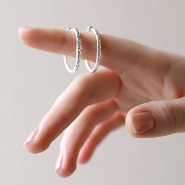 Textured Hoop Earrings: Gold