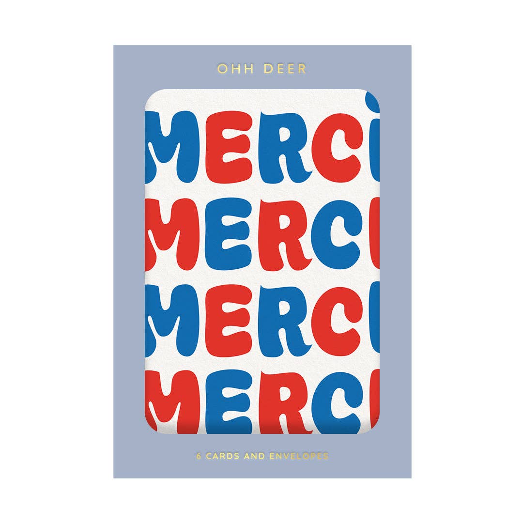 Thank You Merci Merci Greeting Cards (Pack of 6) (13106)