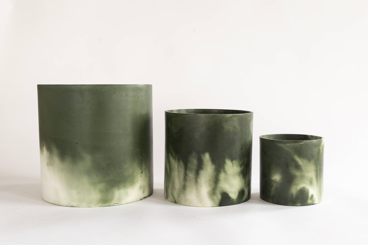 Hand-cast indoor plant pot | Muddy Green &amp; Off-White: Large