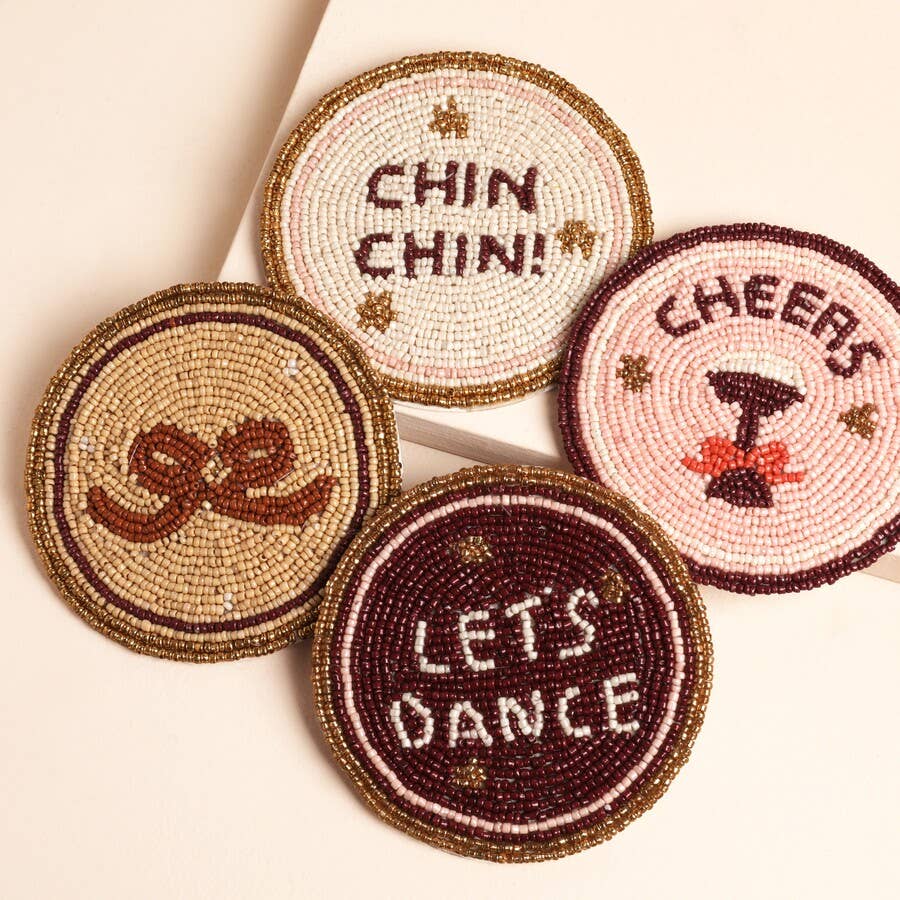 Festive Beaded Set of 4 Coasters