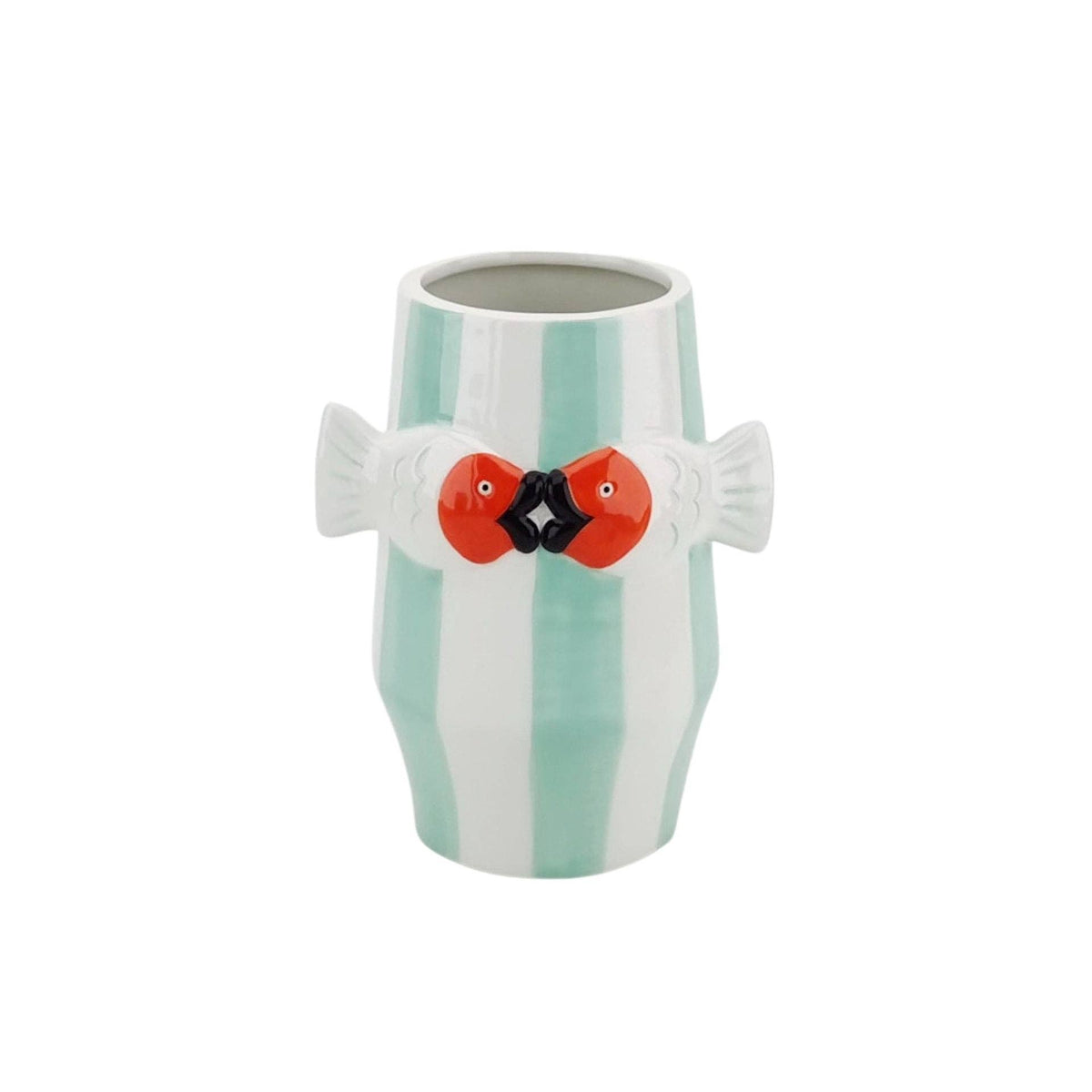 Vase - Flower Vase Fish-Mint/White/Orange - 14x11,5x18,5cm