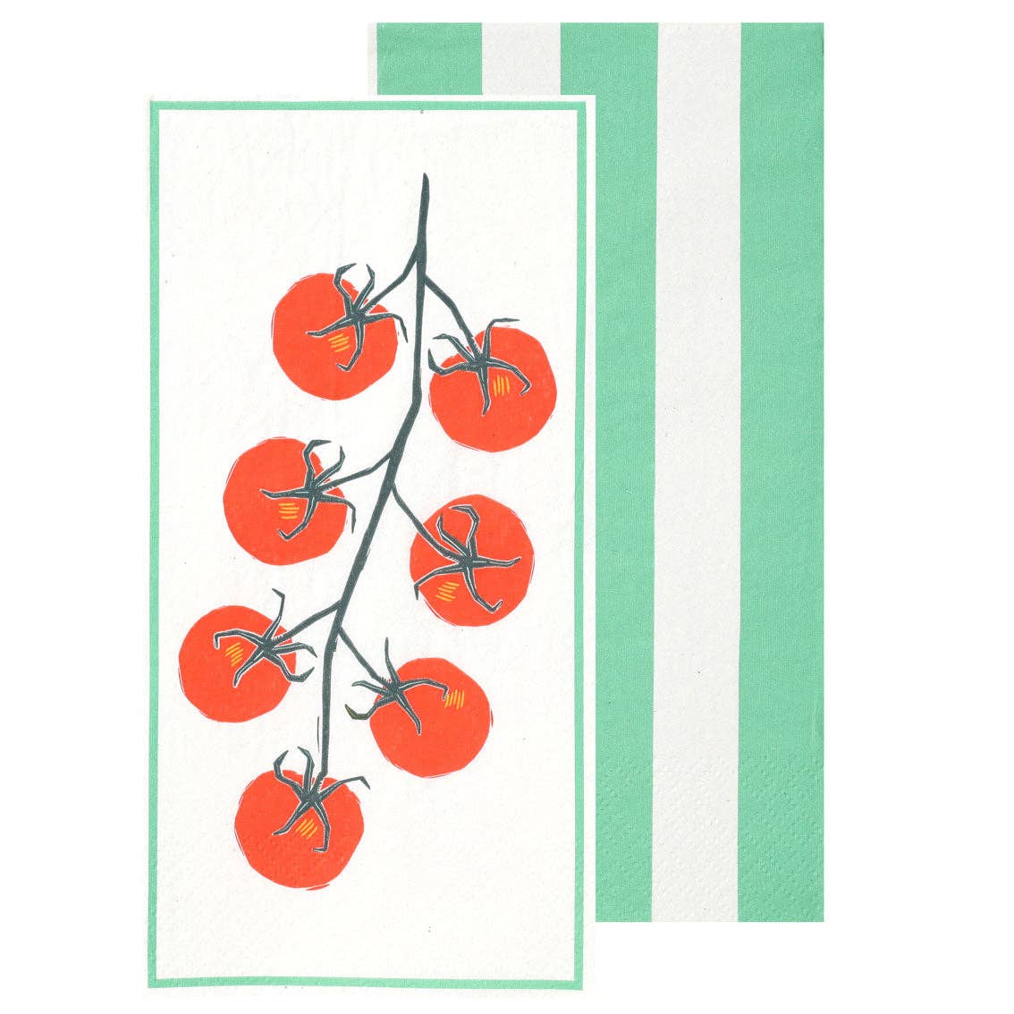 Tomato Long Lunch Paper Napkins - 8 Pack Display | Summer Dinner Napkins |