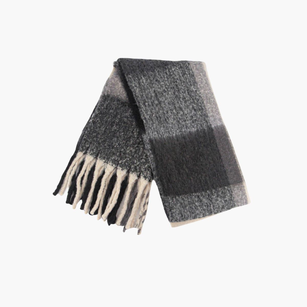 Yara Black Square Colour Block Heavyweight Scarf: One-size