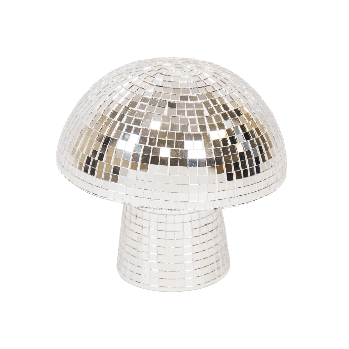 Ornament - Disco- Mushroom - Glass -Silver-14x14x14cm