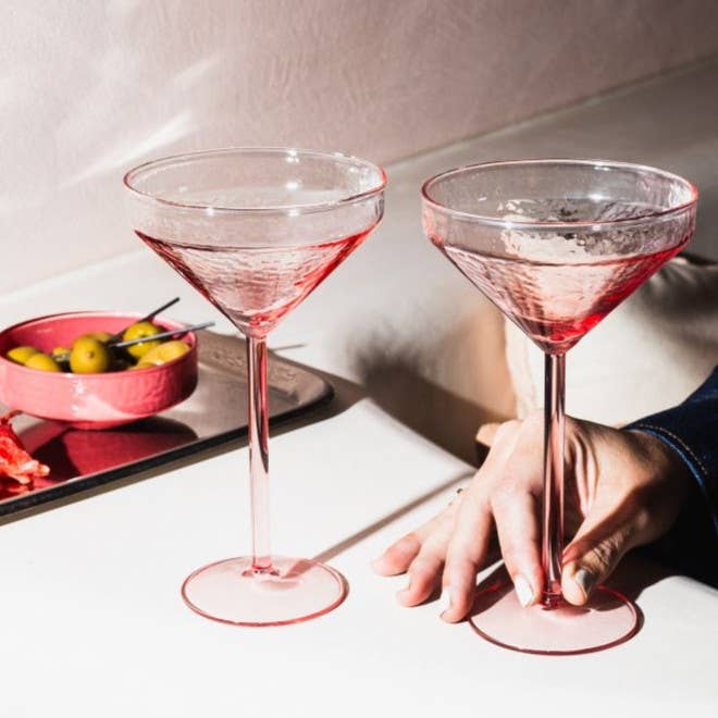 Cocktail Glass Claude | set of 2 | pink | Martini glasses: Glass
