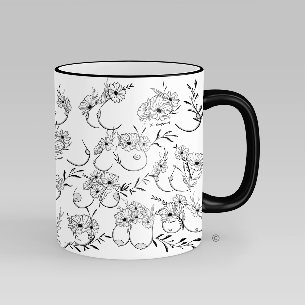 Floral Boob Mug: Pink