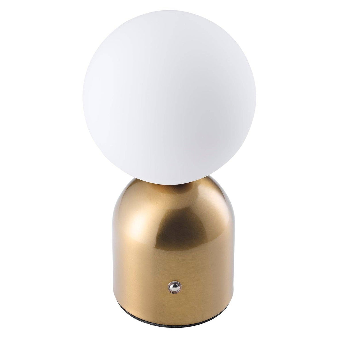 Modern Satin Gold Rechargeable Touch Dimmable Table Lamp with Opal Globe Shade