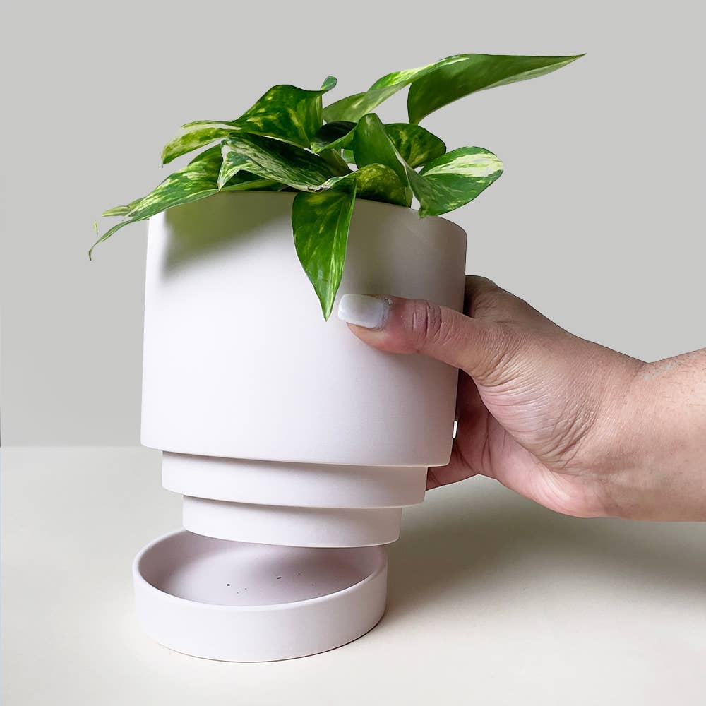 Casey Indoor Ceramic Planter Self Watering Pot: Olive