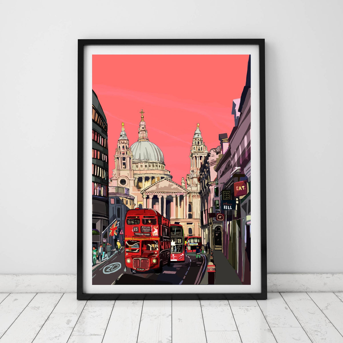 St Paul's Cathedral, London Illustration Print: Blue / A3