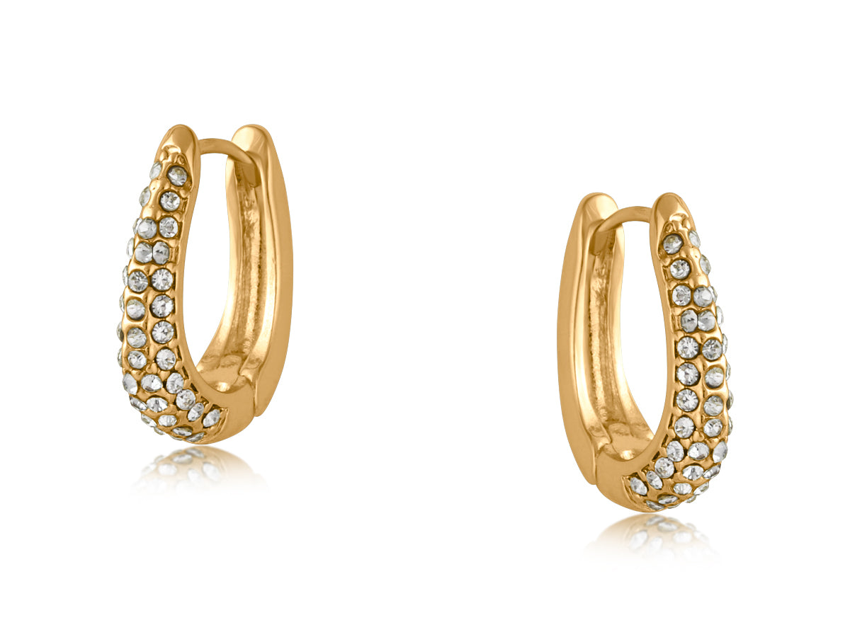 Sofia Gold Pave Oval Hoop Earring 3552