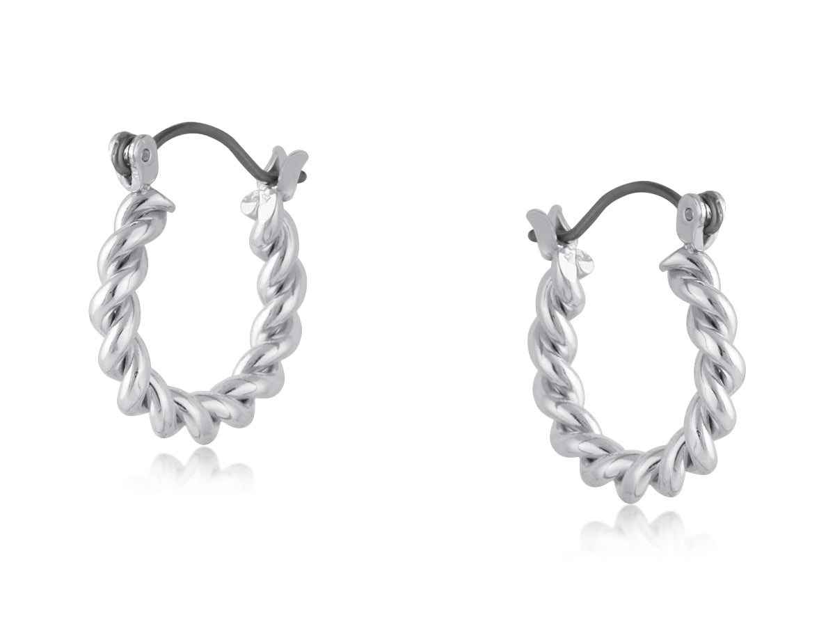 Capri Silver Twisted Rope Hoop Earring 3554