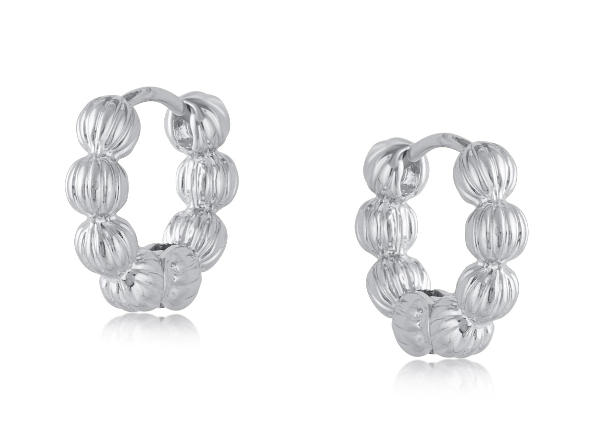 Rhodes Silver Metal Bubble Hoop Earring 3556