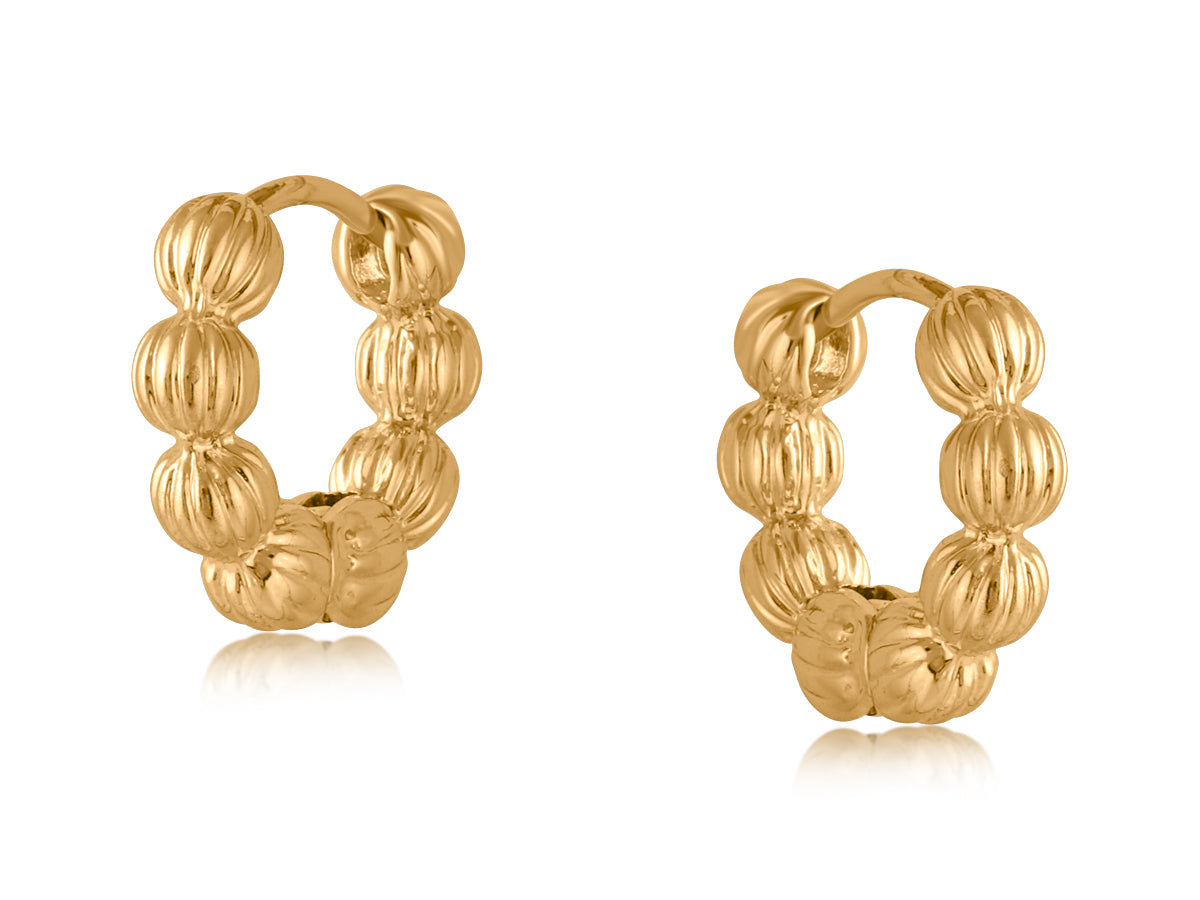 Rhodes Gold Metal Bubble Hoop Earring 3556