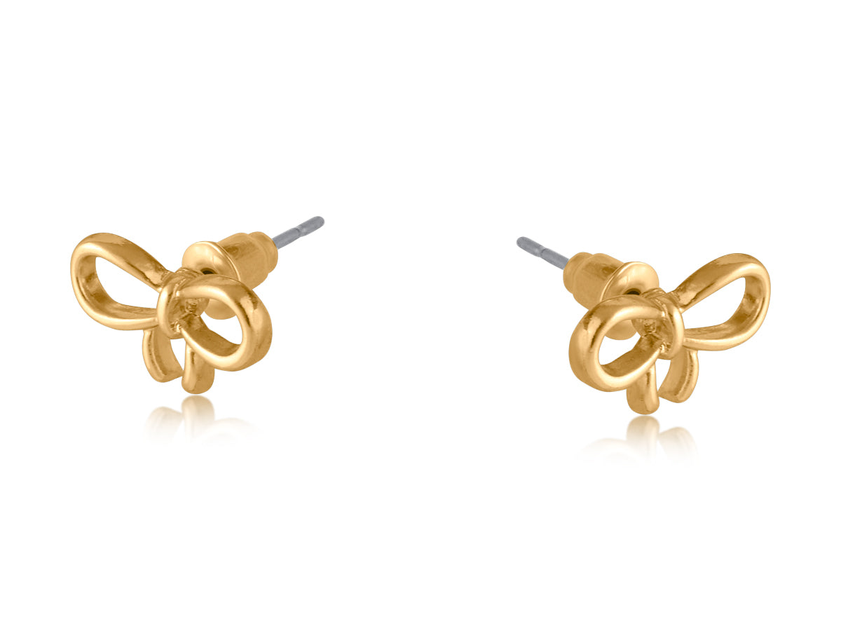 Santorini Matte Gold Metal Bow Earring 3559