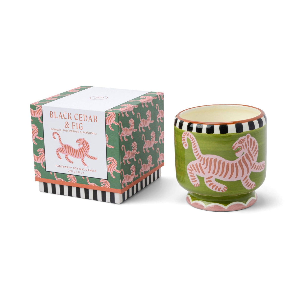 Paddywax A Dopo Tiger Ceramic Candle - Black Cedar &amp; Fig