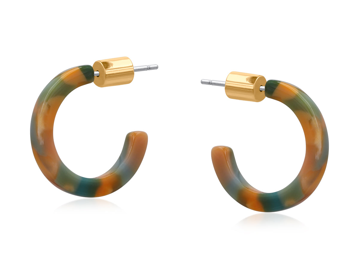 Fabia Multi Blue Orange Resin Tiny Hoop Earring 3915-2