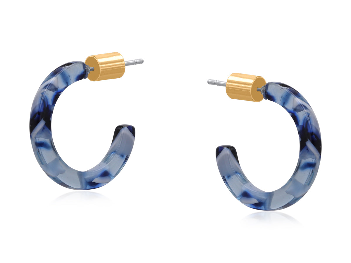Lucce Multi Blue Resin Tiny Hoop Earring 3916-2