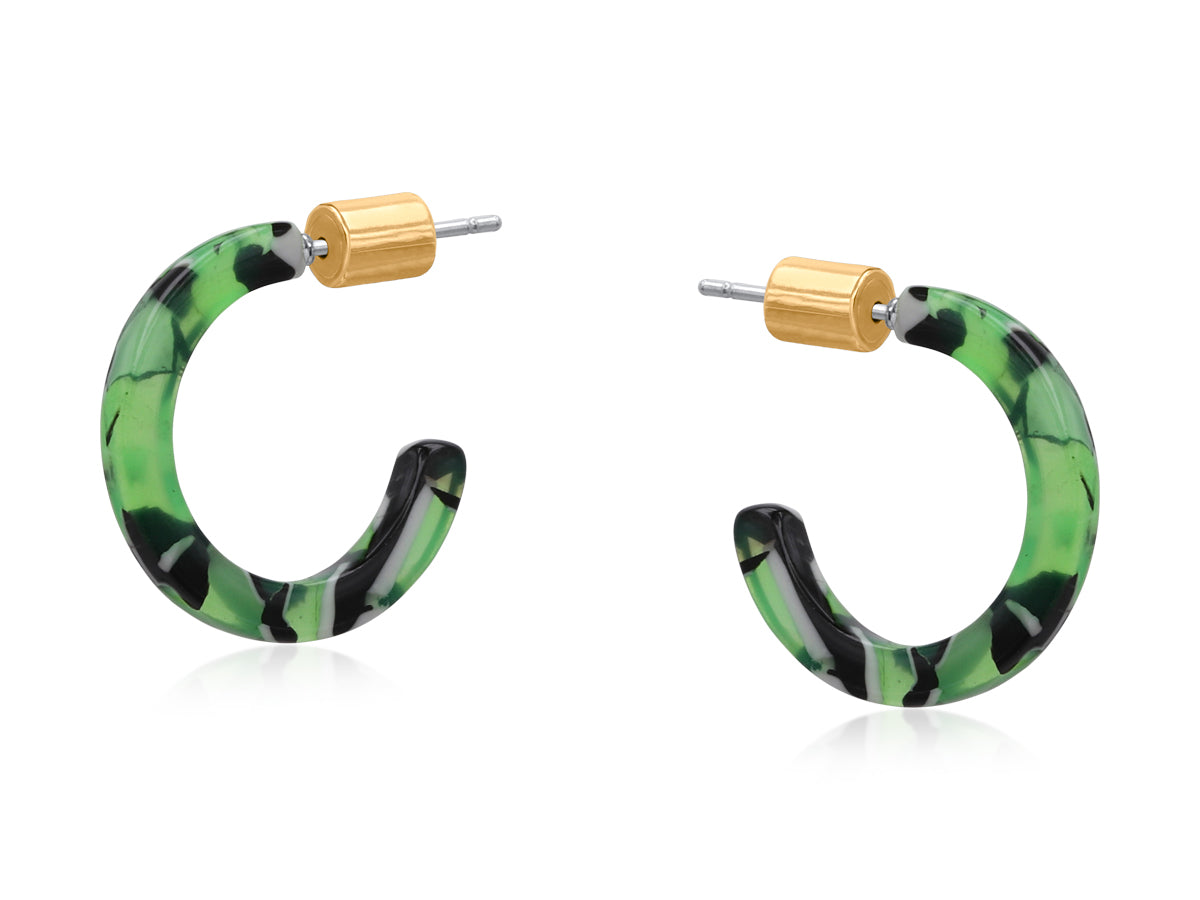 Lucce Multi Green Resin Tiny Hoop Earring 3916-1
