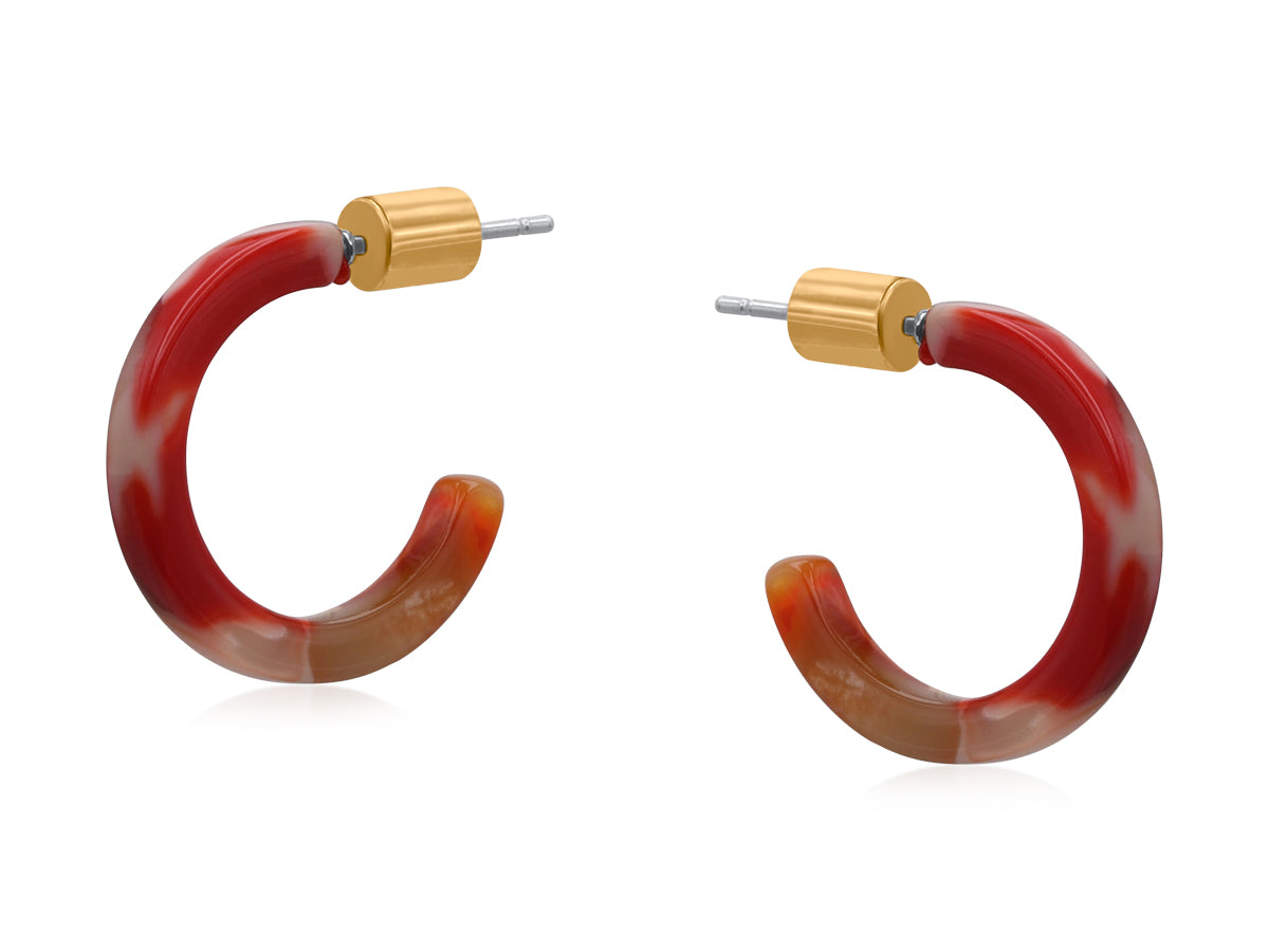 Alba Multi Red Taupe Resin Tiny Hoop Earring 3918-2
