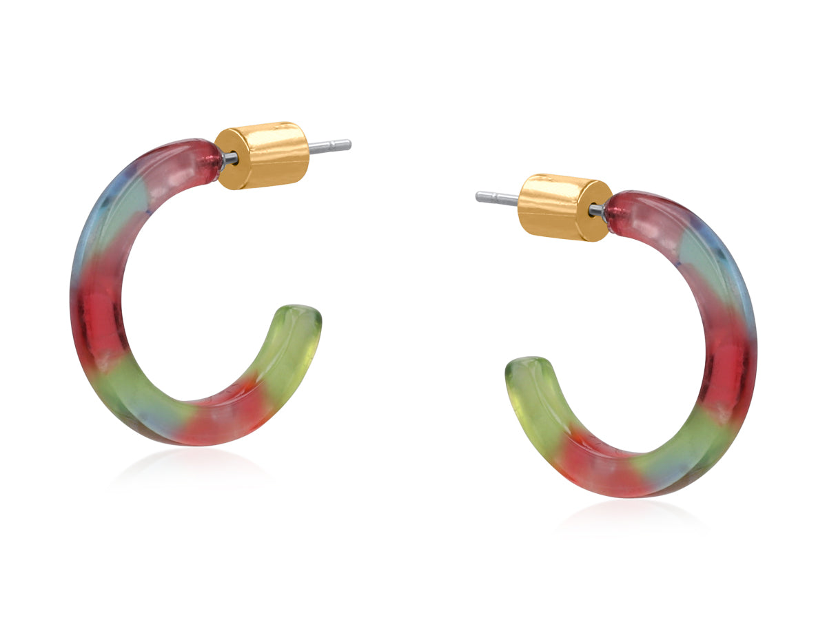 Anna Multi Lime Red Resin Tiny Hoop Earring 3920-1