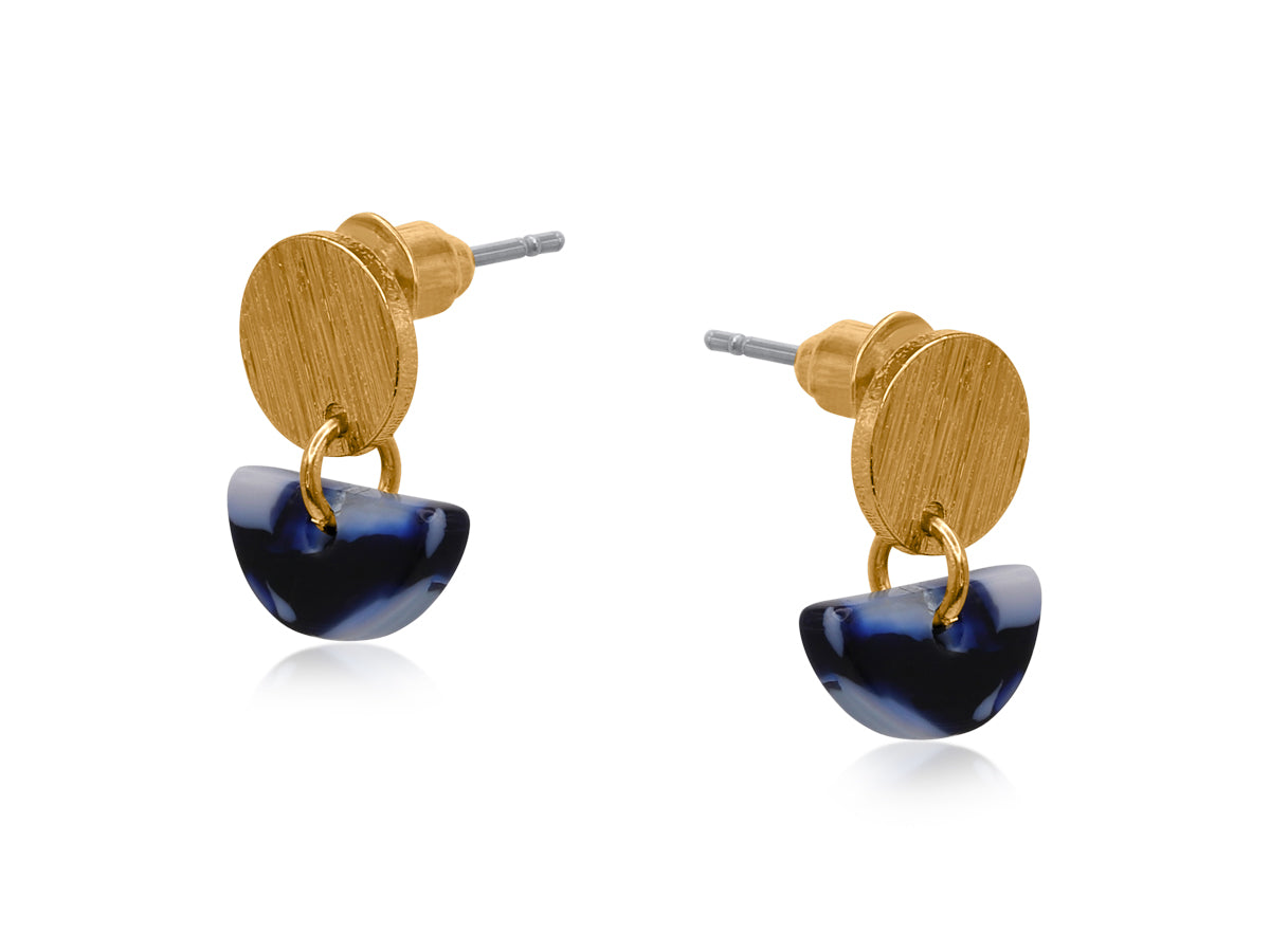 Lucce Gold Metal Blue Multi Resin Disc Drop Earring 3922-2