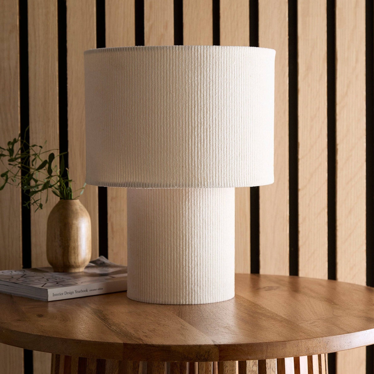 Striped Velvet Table Lamps in a Corduroy Design Available in Ivory, White, Lilac, Dark Green, Soft Green and Brown: Dark Green