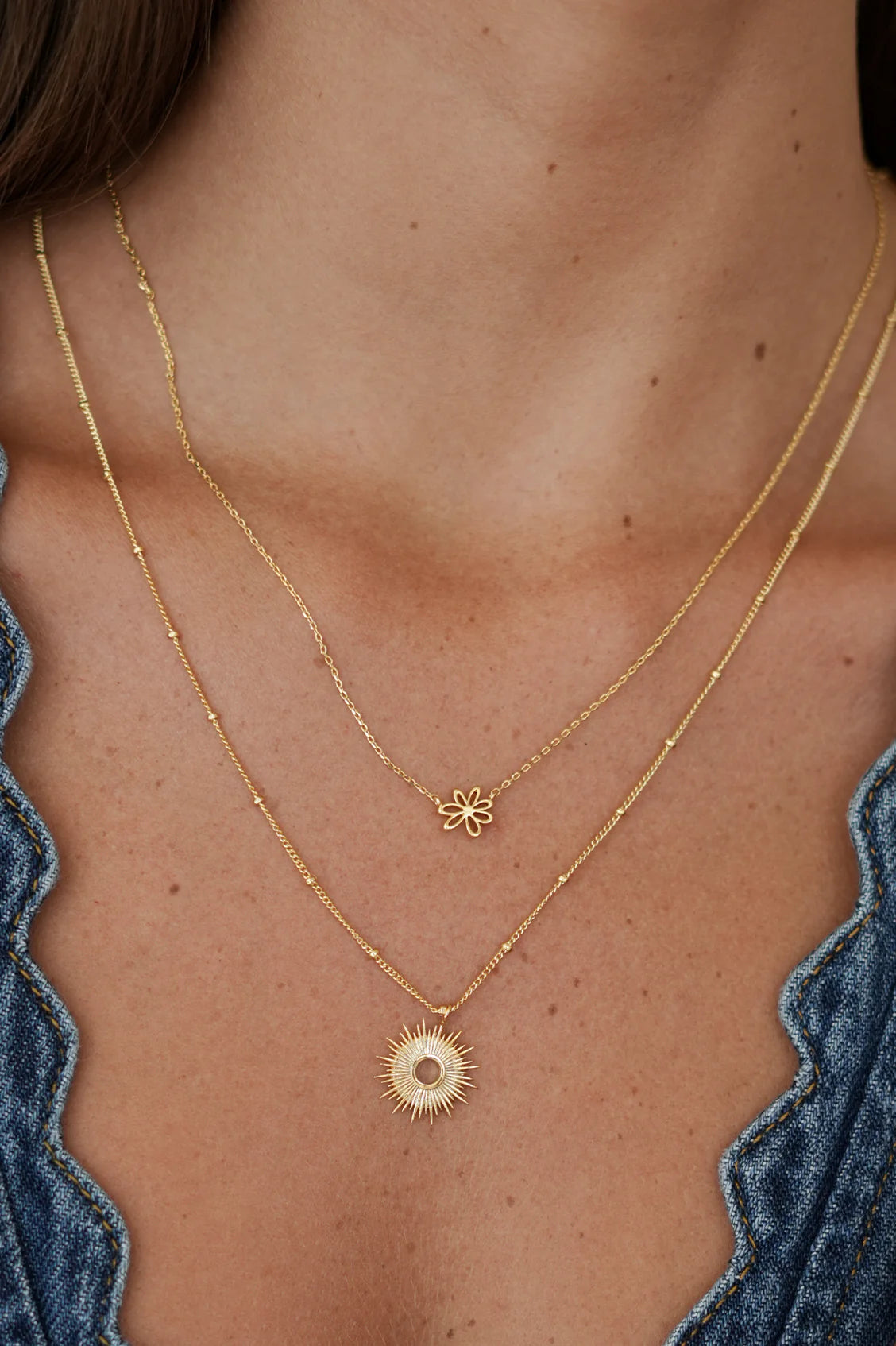 Full Sunburst Gold Necklace