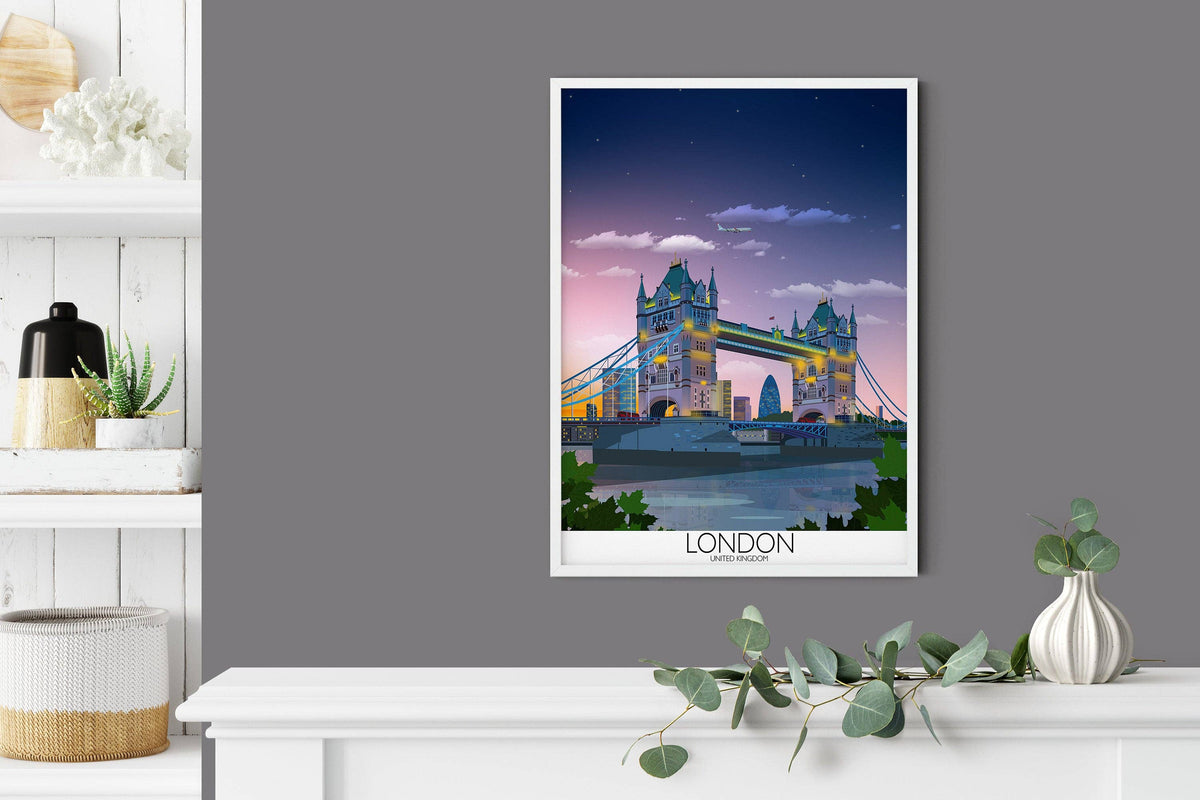 Tower Bridge Travel Print, Tower Bridge Travel Poster, City of London, UK: Fine Art Print / A5 - 5.8 x 8.3