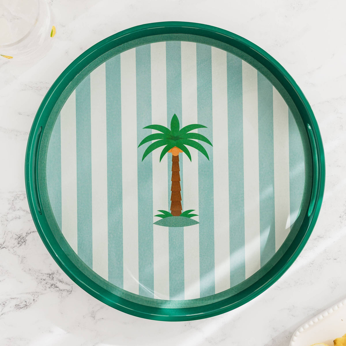 Lacquer Wood Round Drinks Tray: Aperol Spritz