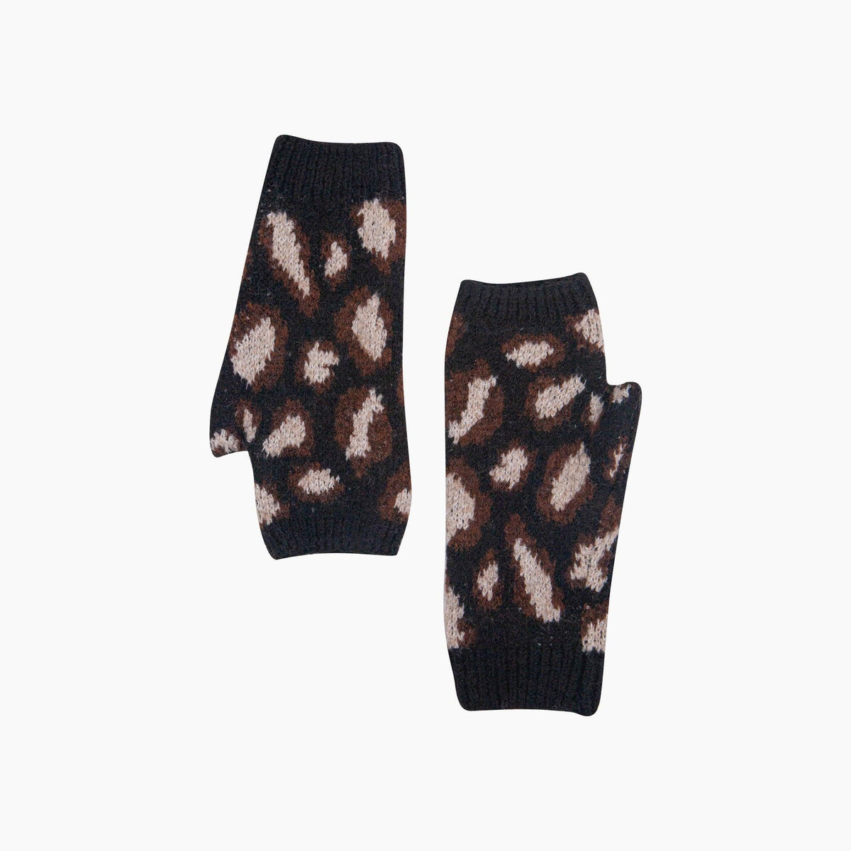 Leopard Print Wrist Warmer in Black: One Size