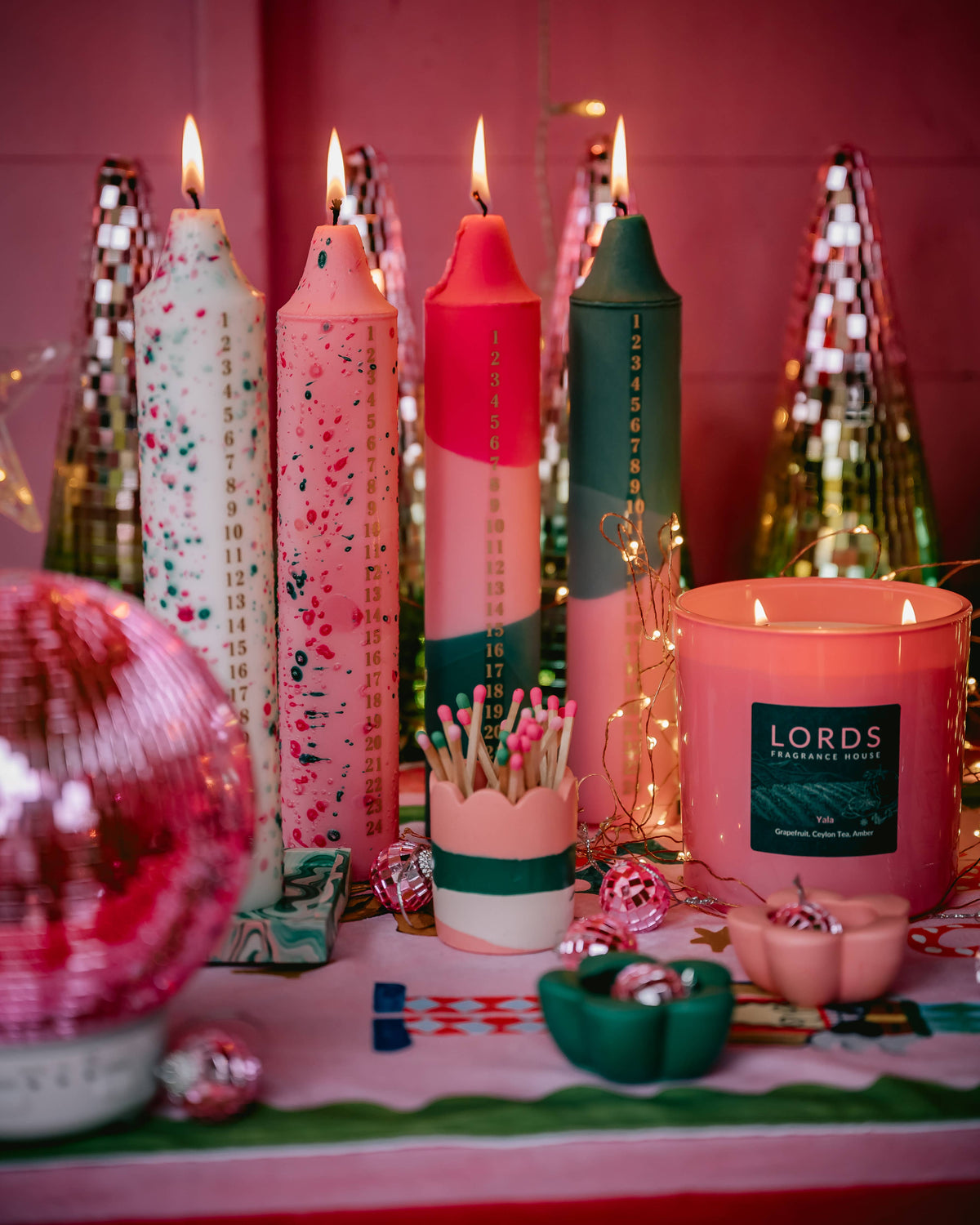 Advent Candles, Scented Christmas Candles, Advent : Green Confetti- Abernethy Forest