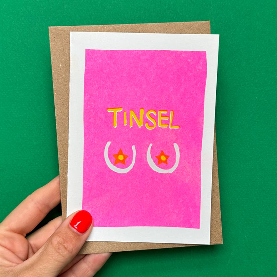 Greeting Card Christmas | Funny Christmas Card | Tinsel Tits: Pink
