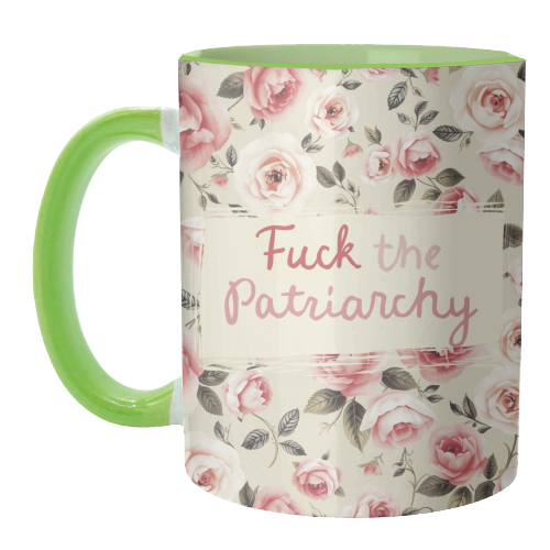Mugs 'Fuck the Patriarchy vintage style: Mug Colour Inner & Handle 11oz - Pink