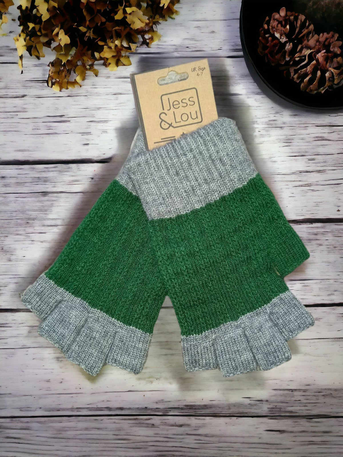 Colour Block Fingertip-less Gloves : Black/Grey