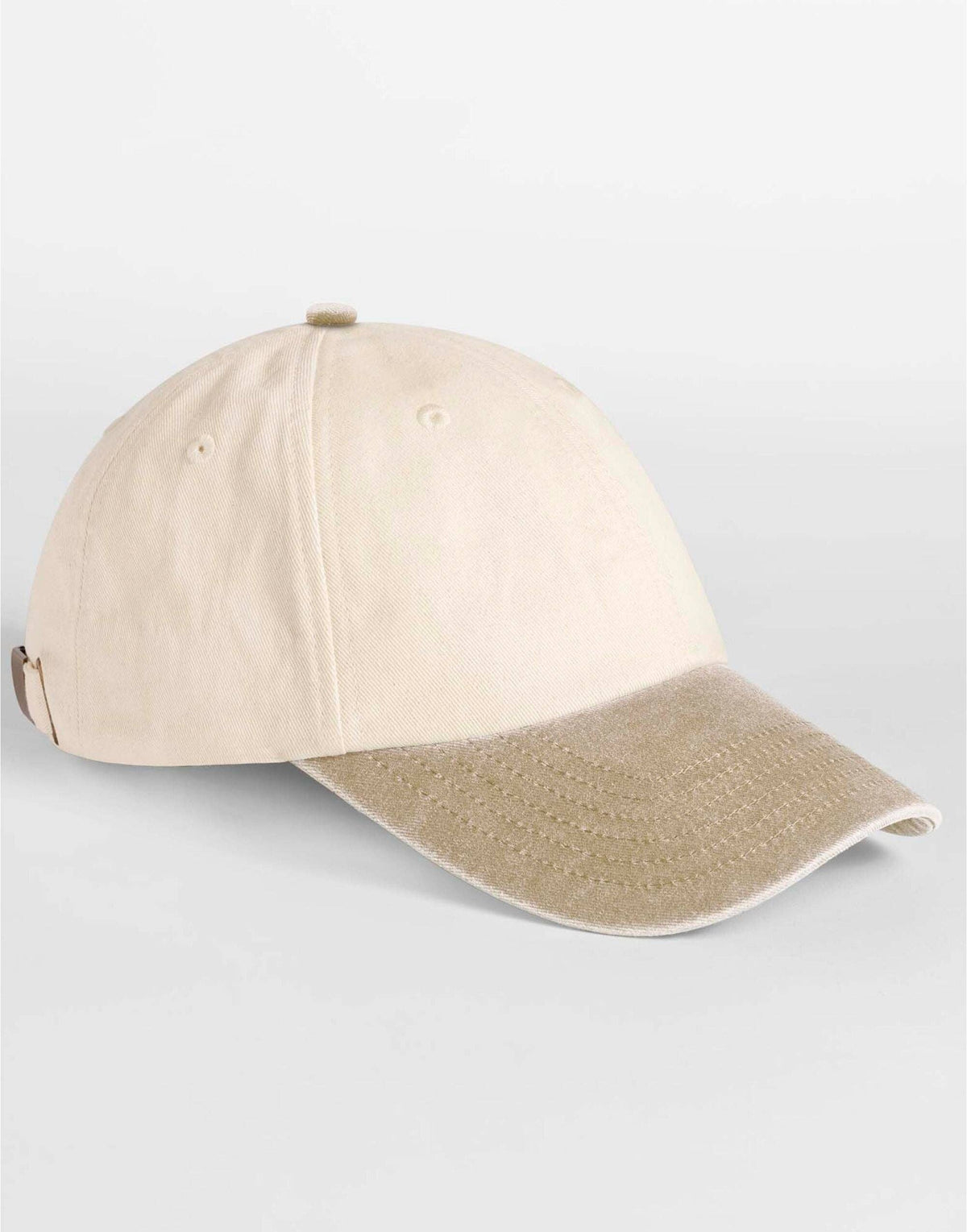 Beechfield Contrast Peak Vintage 6 Panel Dad Cap | Unisex | 100% Cotton | 8 Colours | One Size: Natural/Vintage Brown / One Size