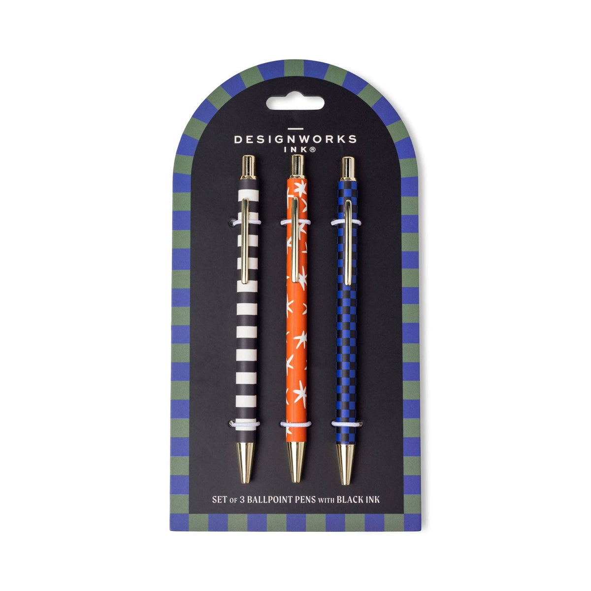 A Dopo Set of 3 Pens - Stripe, Star, Check