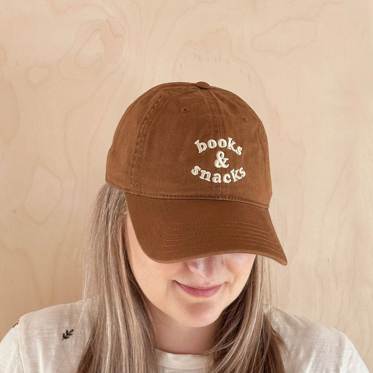 Books &amp; Snacks - Cotton Baseball Cap - Tan