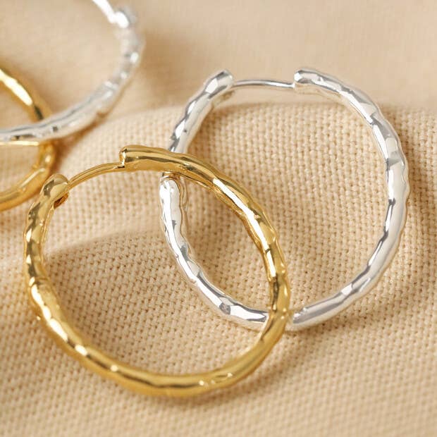Textured Hoop Earrings: Gold