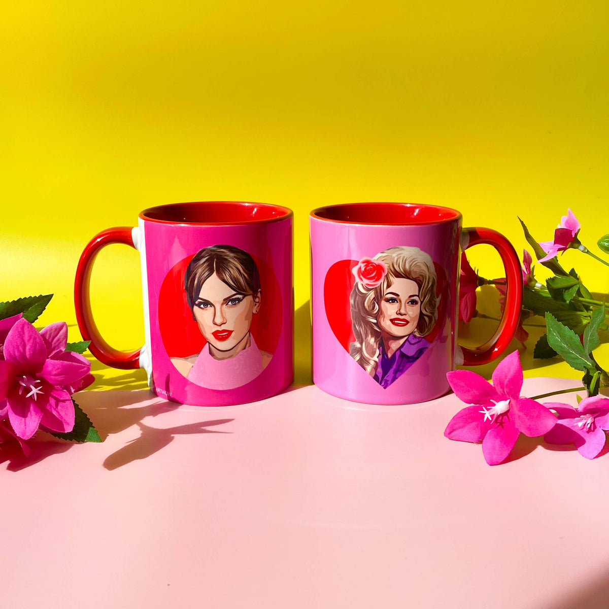 Mugs 'Dolly in Red Heart' by DOLLY WOLFE: Mug Colour Inner & Handle 11Oz - Red