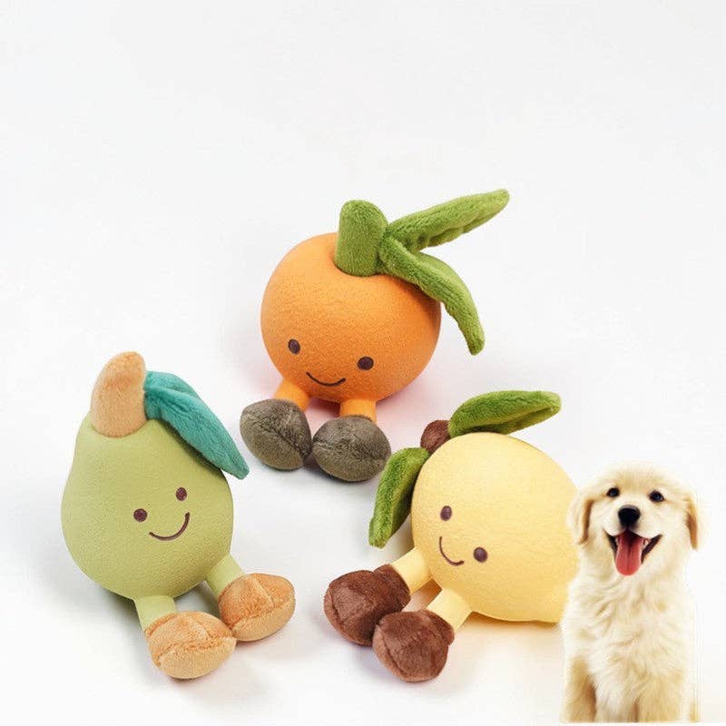 Cute Fruit Dog Chew Toy – Plush Latex Squeaky Pet Toy: Lemon
