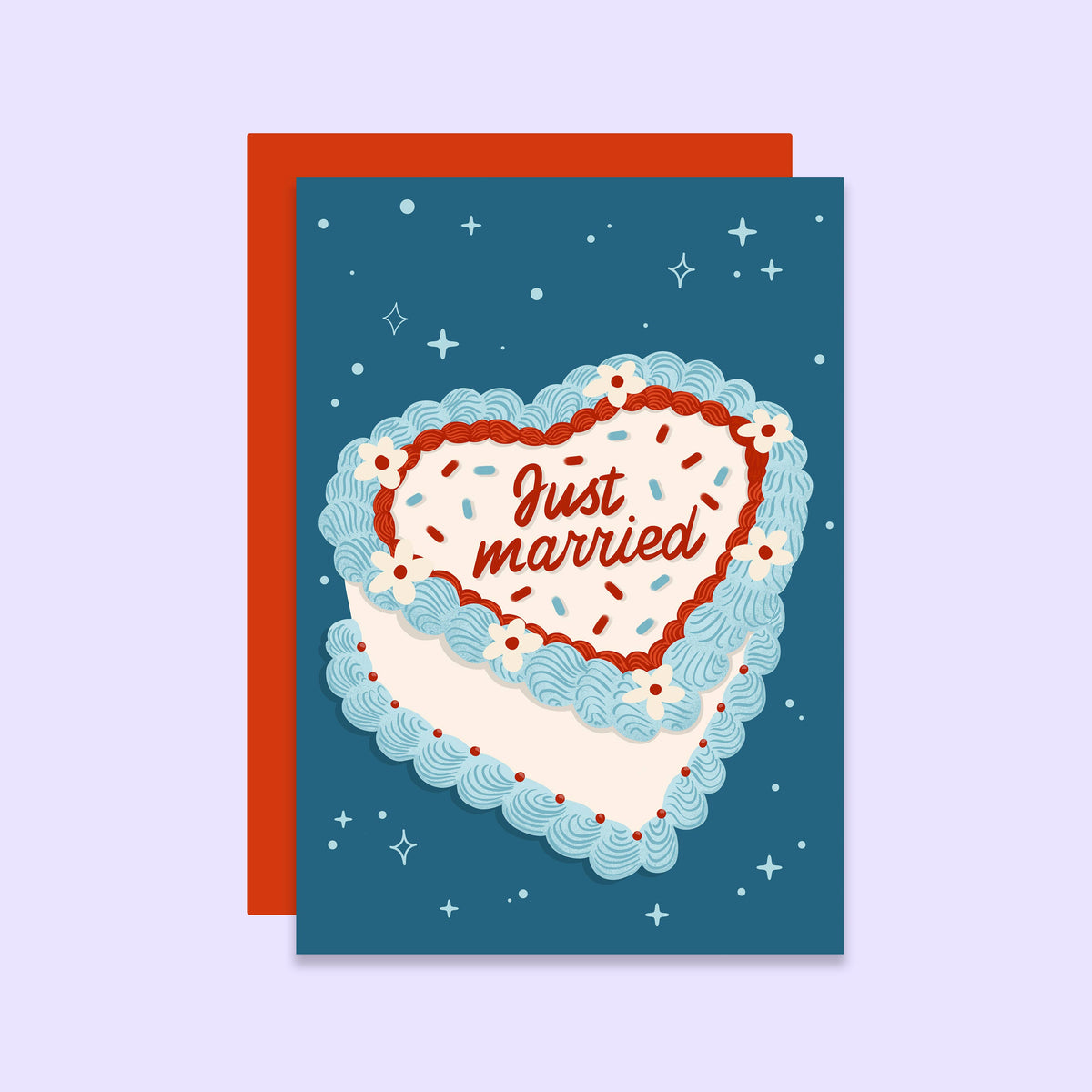 Just Married Vintage Cake Card - Wedding Celebration Card