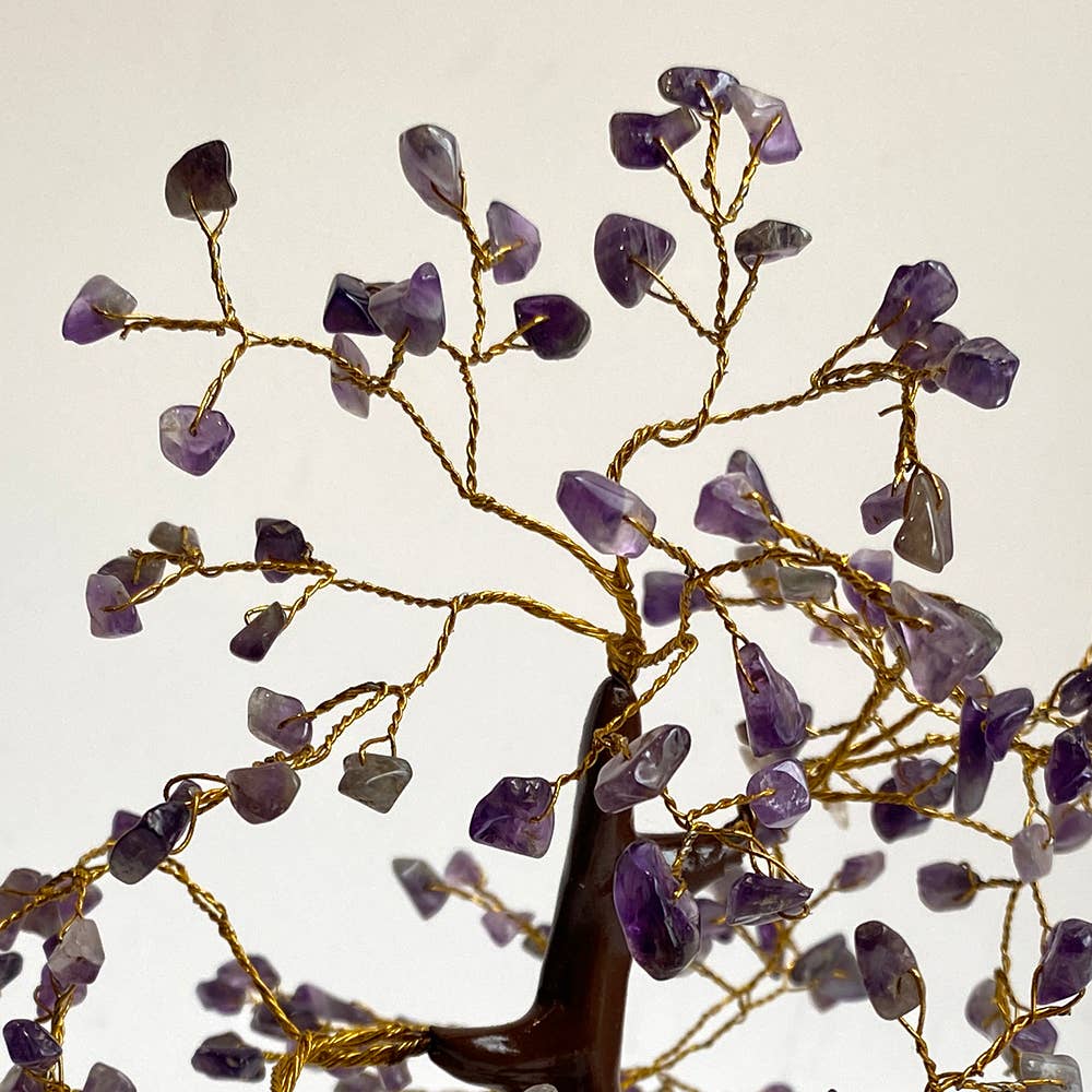Gemstone Tree, 200 Beads, 20cm: Amethyst and Rose Quartz