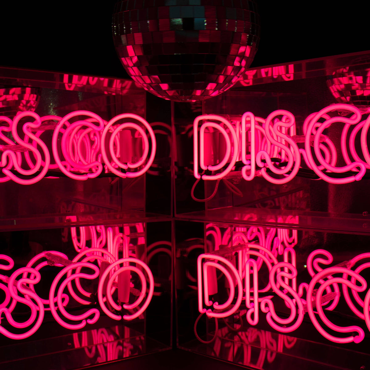 &#39;Disco&#39; Glass Neon Sign - Pink