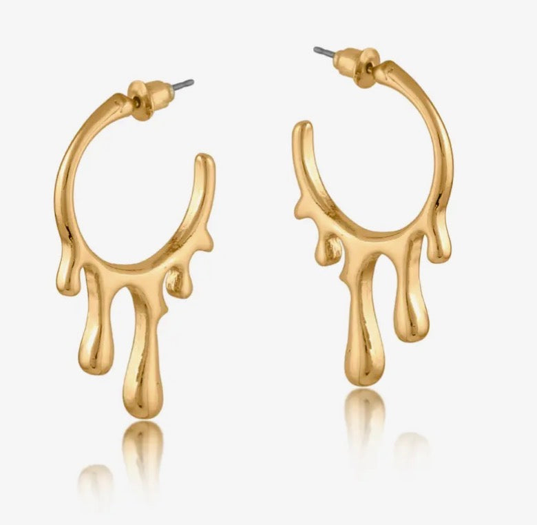 Amalis Paint Drop Gold Metal Hoop Earring 3558