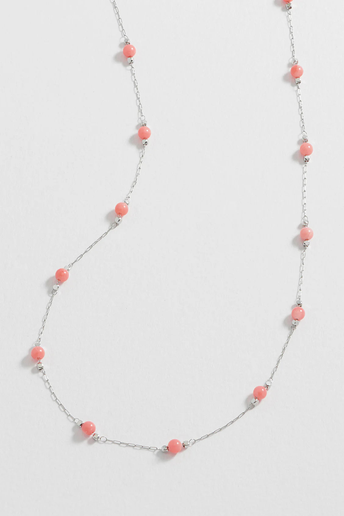 Wellness Coral Agate Gemstone Bead Necklace