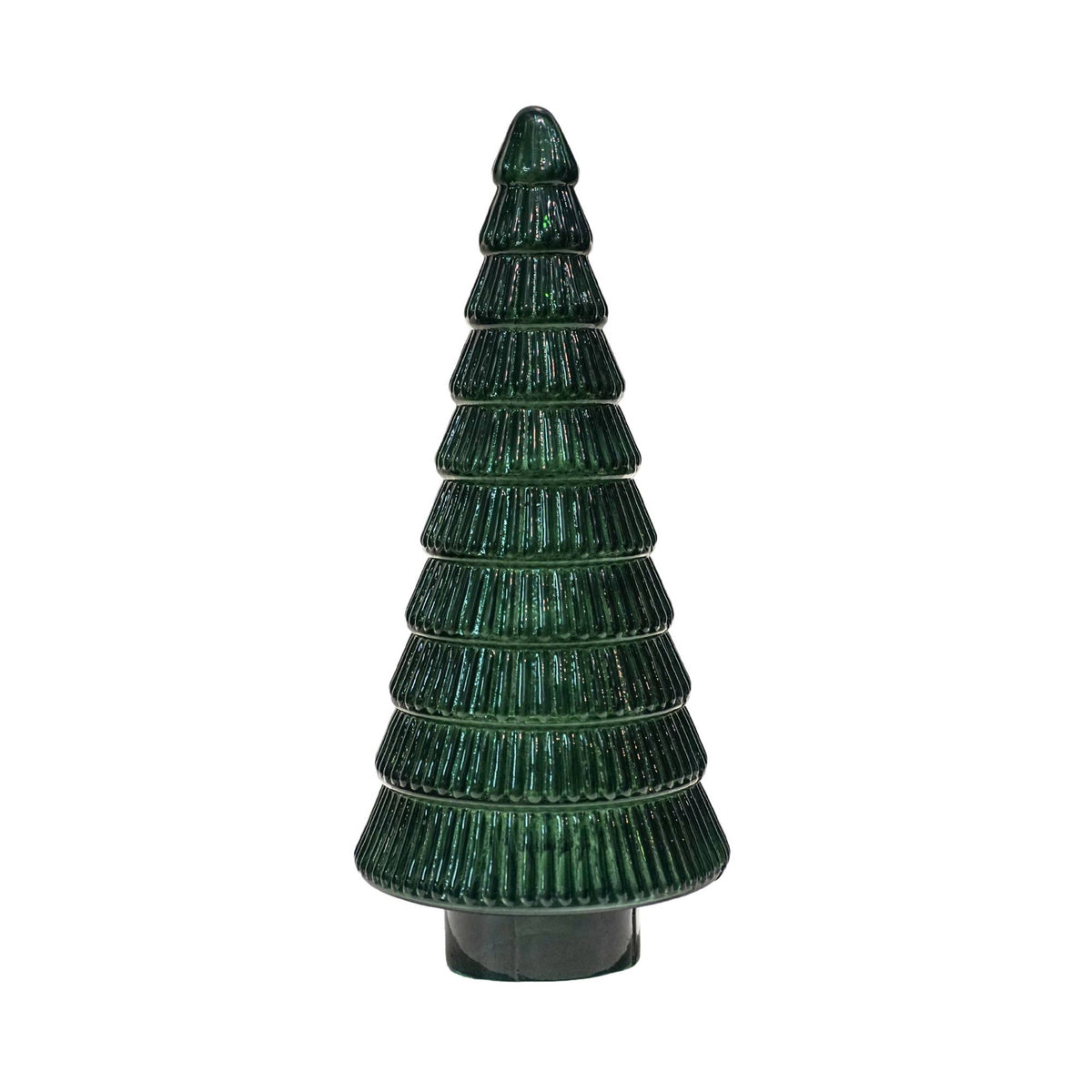 Ivyline Festive Tabletop Decor, Juniper Evergreen Glass Christmas Tree: H41cm W18cm