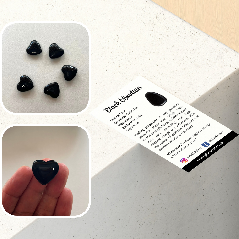 Mini Crystal Heart, 2cm: Black Obsidian